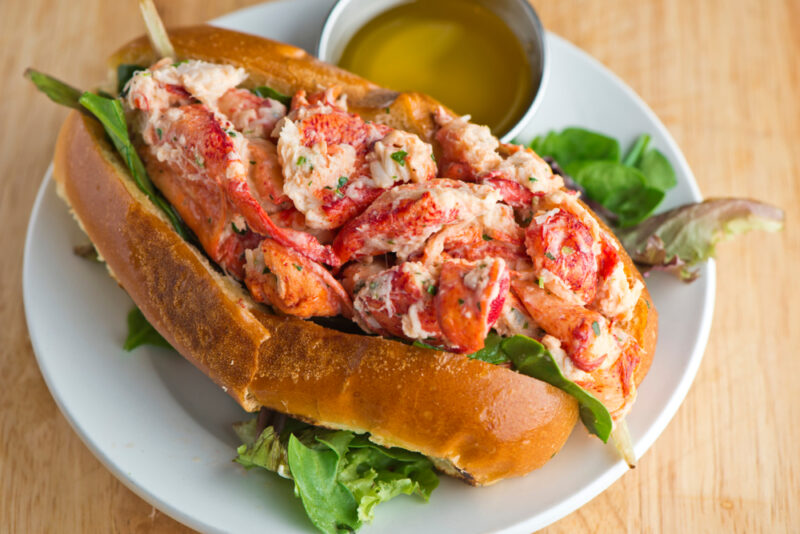 Chatham Pier Fish Market, lobster roll with a side of butter